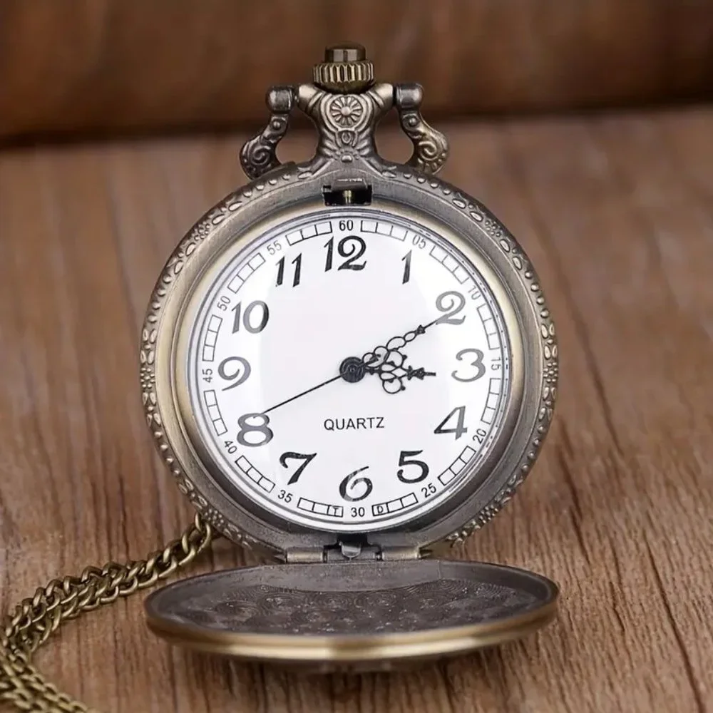 Fokker Dr.I Plane Antique Bronze Pocket Watch with Chain Necklace Unique